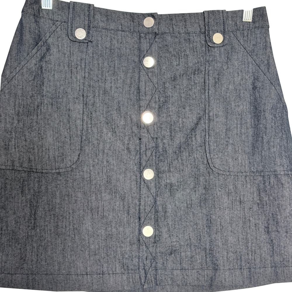 New‎ York & Company Mini Skirt Denim Women 12 Blue Button Front A-Line Stretch